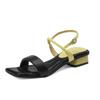 Fashion 2025 New Summer Square-toe Low-heel Versatile One-strap Sandals Women's Thick Heel Soft Sole Design Sense