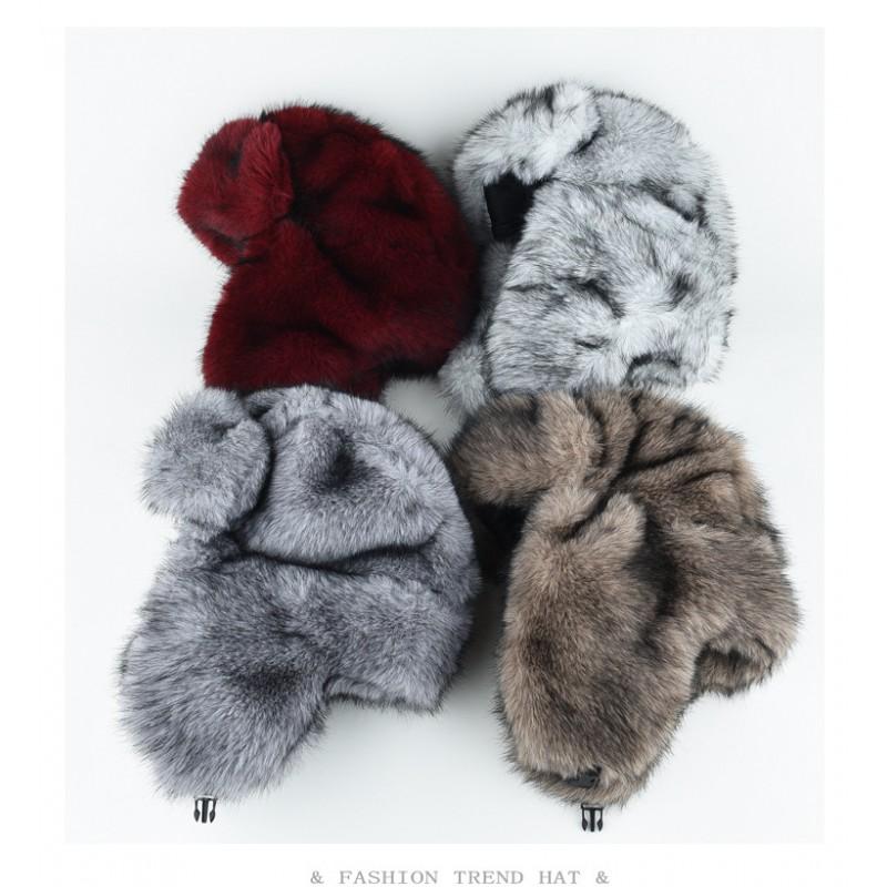Cappello da trapper in finta pelliccia Uomo Donna Invernale Caldo Protezione orecchie Cappello Spesso Pelo Lungo Moda Outdoor Berretto
