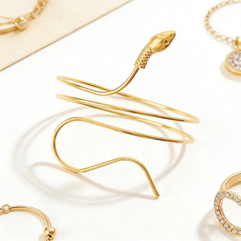 Retro European Twisted Metal Snake Cuff Bracelet for Women