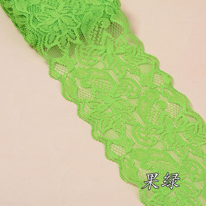 Buntes elastisches florales Spitzenband DIY Bekleidung Nähstoff 8cm breit Schwarz Weiß Rot Rosa Blau Lila Grün Gelb Spitzenband