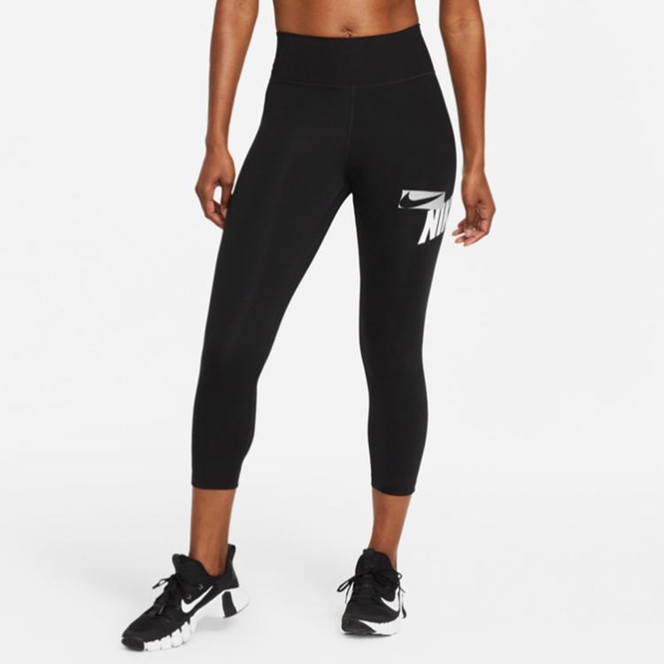 Nike Logo Print Sports Training Capris Women bottoms Black CZ9203-010