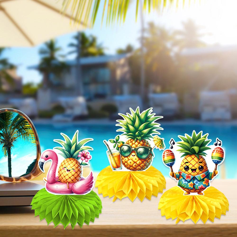 Themed Paper Pineapple Honeycomb Shaped Party Event Desktop Ornament Decor