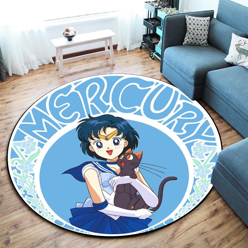 Cute Cartoon Theme Sailor Moon Tsukino Usagi Cartoon Rug Multifunctional Household Anti-slip Decorative Door Mat, Outdoor Floor Mat, and Carpet Q12