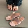 Clip Thumb Slope Heel Thick Sole High Heel Beach Shoes Square Head Summer Fashion Casual Thin Feet Literally Cool Slippers Women's Shoes