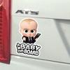 Adesivo Divertente Boss Baby Bambino a Bordo, Decalcomania in Vinile Impermeabile, Decorazione Cartoon di Avviso di Sicurezza per Paraurti Finestrino Auto