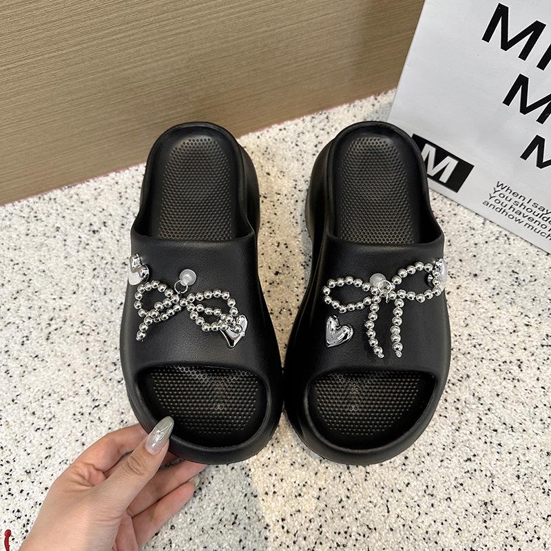 Versatile Height Increase In Summer 2025 One-word Drag Women Wear Thick-bottomed New Star Beach Drag Casual Non-slip Muffin