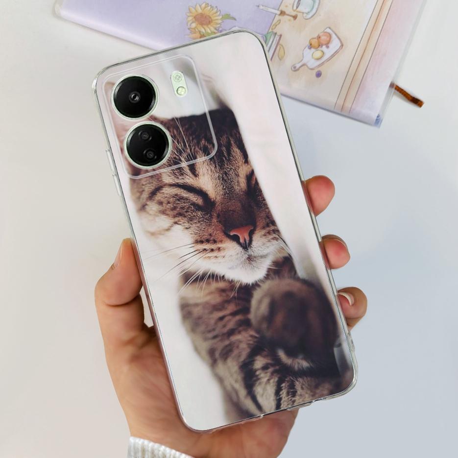 For Xiaomi Poco C65 Case Cute Cat Butterfly Cover Soft TPU Phone Case For Xiaomi Redmi 13C Redmi13C PocoC65 Fundas 6.74'' Bumper