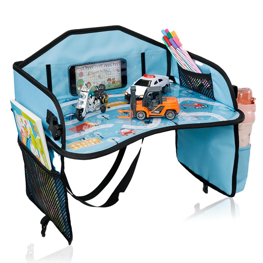 Recommended by the Mom of a Genius Child with an IQ of Child Car Seat Baby Drawing Car Mealtime Play 159 Tray, Table, Table, Table, Storage, (Blue)