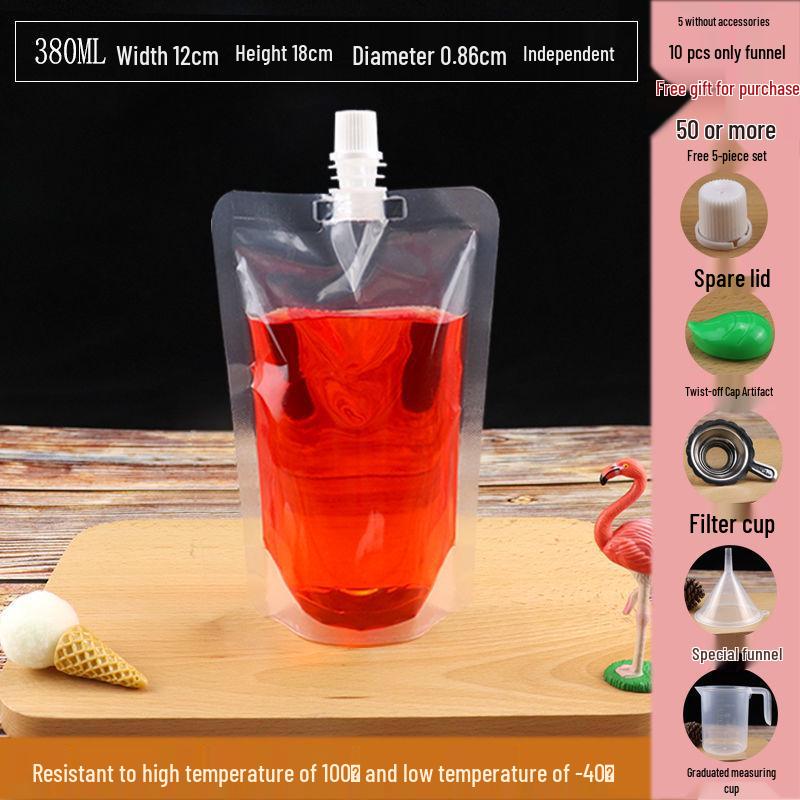 Soy Milk Stand-Up Spout Bag - Reusable, Transparent, Liquid-Safe, Large Diameter Packaging for Soups & Beverages