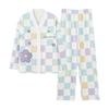 Autumn V-Neck Women's Pajamas Set: Cute Long-Sleeve, Plus-Size Homewear for Spring/Autumn.