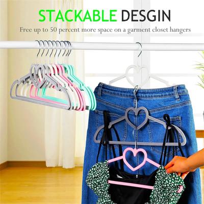 Cintres en Velours Cœur, Racks Antidérapants pour Adultes, Cintre Ultra-Fin en Feutre pour Vêtements avec Crochet Pivotant à 360 Degrés, Gain de Place pour Manteaux, 10 Pièces