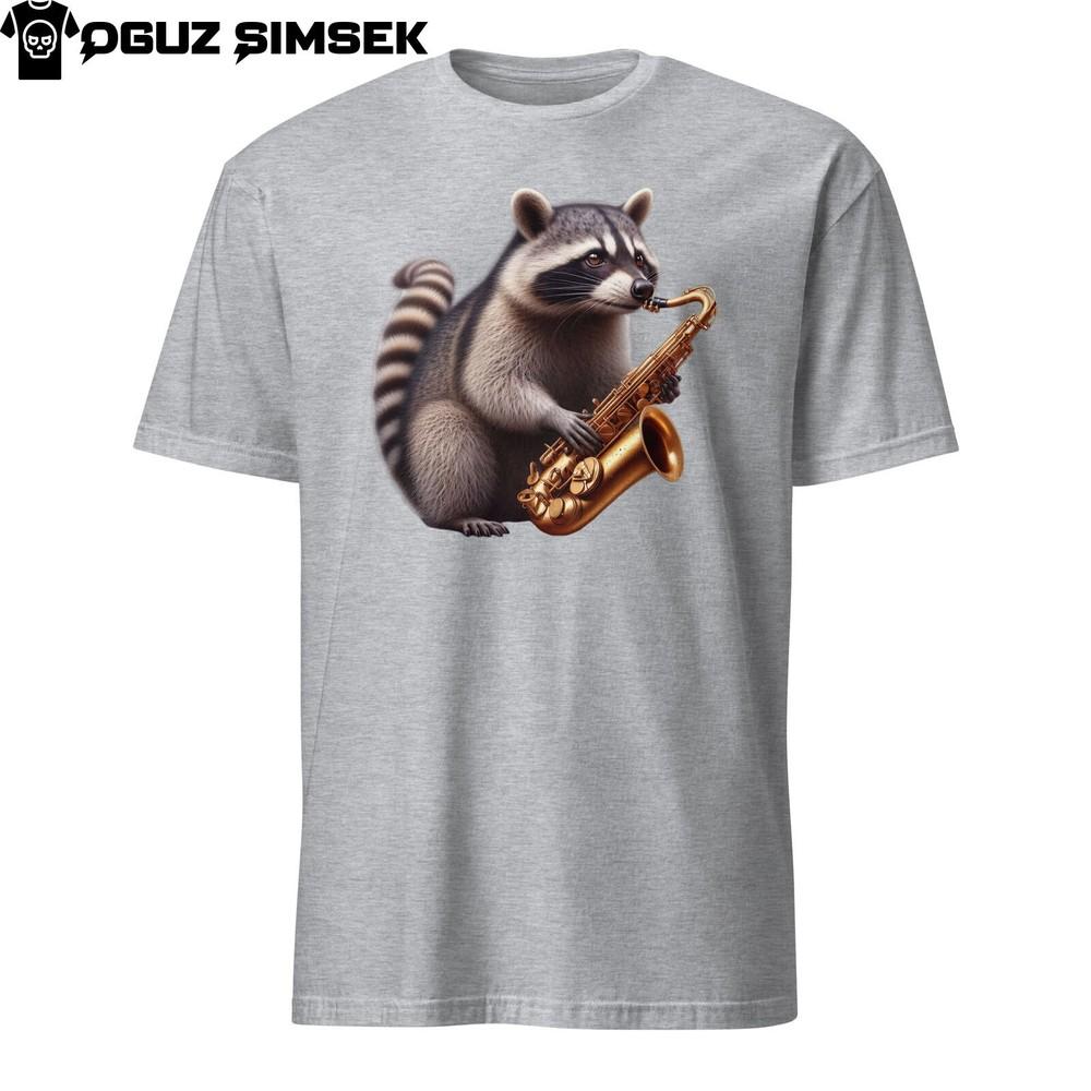 

Unisex T-Shirt | Realistic Raccoon Saxophonist Graphic Tee | Music Lover Gift 4XL