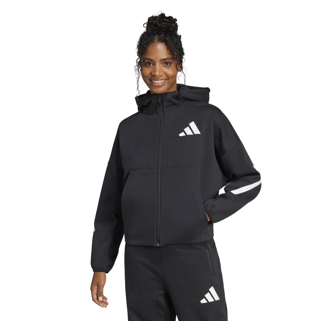 Adidas Hoodie Women's Z.N.E. Full-Zip KTJ91, Black/White (JC5392)
