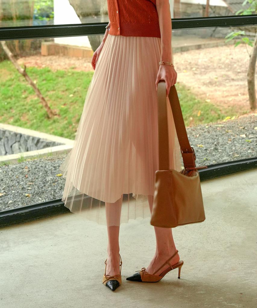 Pigment [Feature] Satin Lovely Tulle Skirt (Yksk260101)