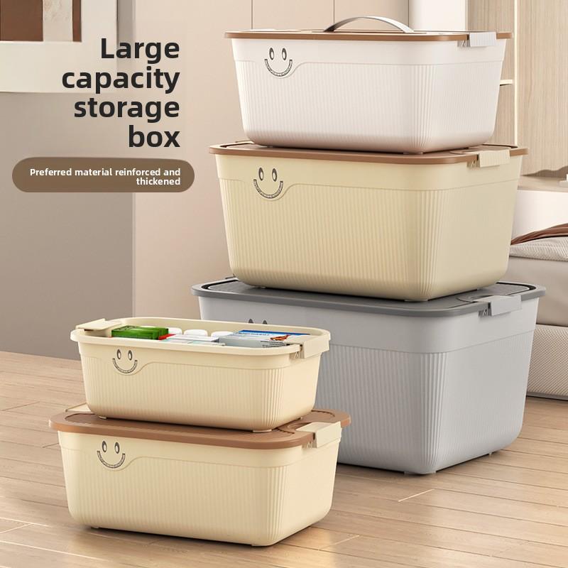 Desktop Storage Box, Snacks, Sundries, Fruit Storage Basket, Portable Plastic Home Clothing Storage and Finishing Box with Lid.