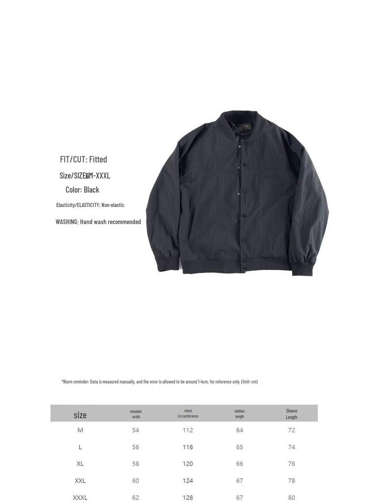 Men's Trendy Japanese Retro Black Baseball Windbreaker with Stand Collar: Spring/Autumn Stylish Casual Jacket