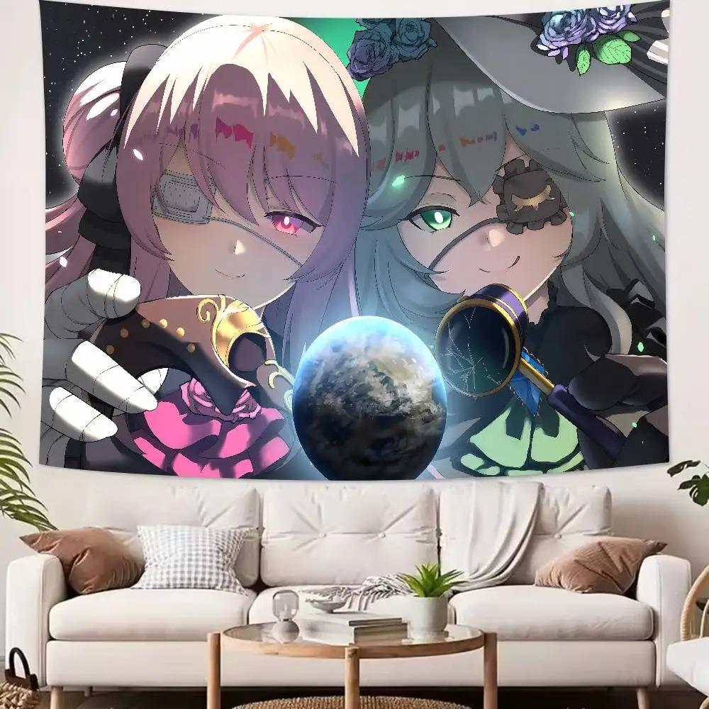 Kawaii Anime Girl Touhou Printed Tapestry Wall Hanging Cute Cartoon Style Fantasy Background Home Decoration 74x94cm(29x37in)