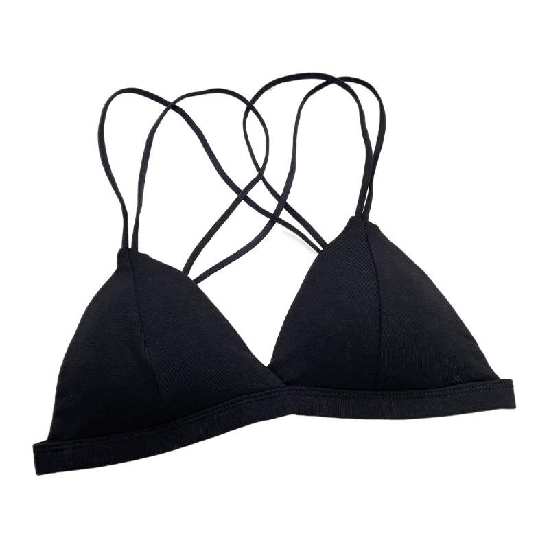Summer Wire-Free Cotton Feel Triangle Bra - Breathable, Stylish Back Design for Women and Students