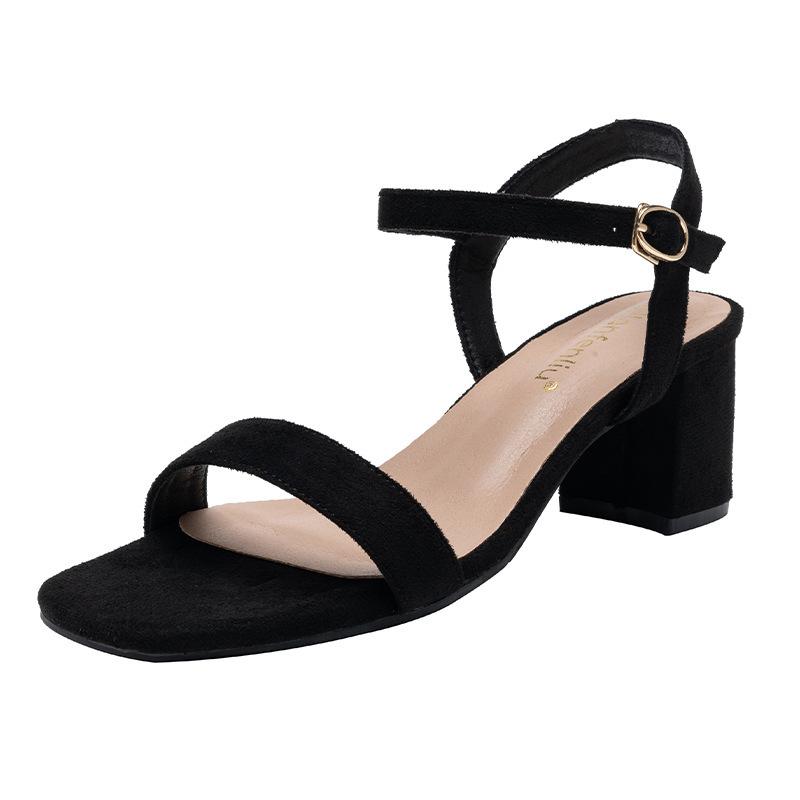 One Word with Sandals Women's Thick Heel 2025 Summer New Fashion Soft Sole Fashion Fairy Style Internet Celebrity High Heel Women's Shoes