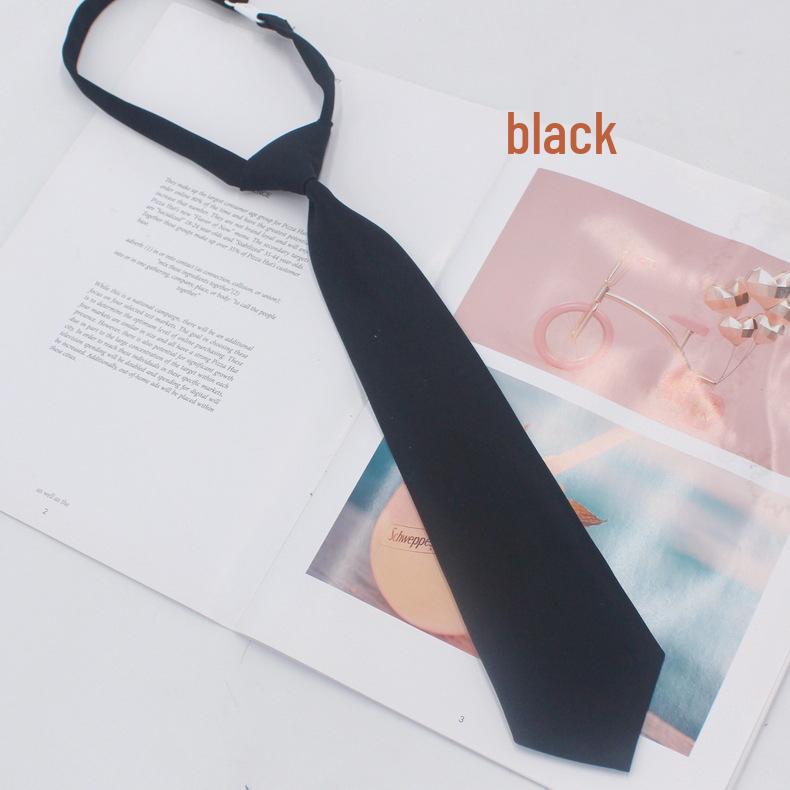 Korean Style Black Solid Color Tie - 7cm Women's Fashion Casual JK Uniform Accessory