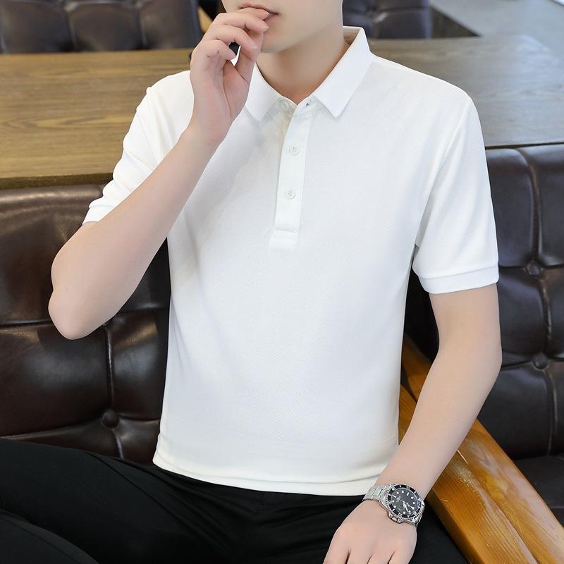 Ice Silk Short Sleeve Men'S T-Shirt Polo Shirt New Casual Shirt Men'S Group Lapel T-Shirt Workwear