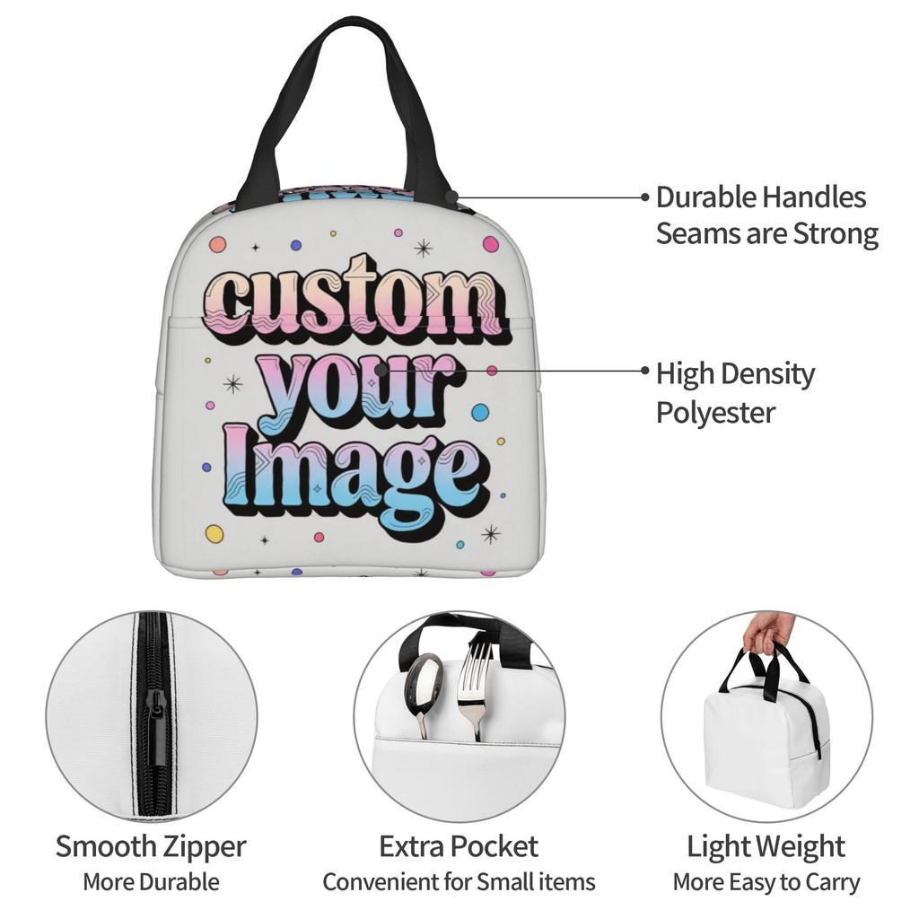 Custom Custom Your Photo Logo Text Lunch Bag Women Warm Cooler Insulated Lunch Boxes for School