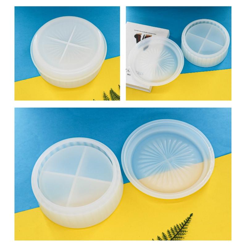 Stripe Storage Box Resin Mold with Lids Silicone Jar Mold for Epoxy Casting DIY Decor Crafts Mold for Jewelry Trinket