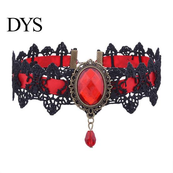 Damen Choker Gothic Vintage Geflochten Ästhetisch mit Strassstein Kleid Schlüsselbein Halskette Up Geschenk Damen Punk Spitze Nähte Trendiger Schmuck
