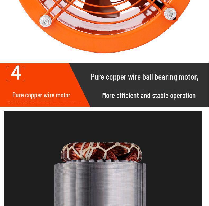 8-Inch Powerful Kitchen Exhaust Fan - High-Speed Axial Flow Industrial Ventilation