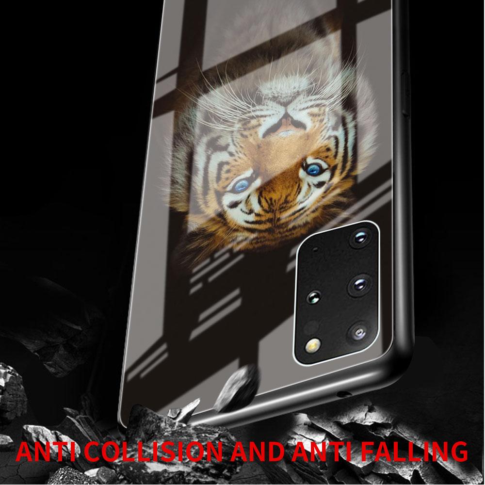 Glass Case For Samsung Galaxy S22 S20 FE S21 Plus Phone Cover S10 5G S9 Note 20 Ultra 10 Lite Shell Wolf Lion Animal
