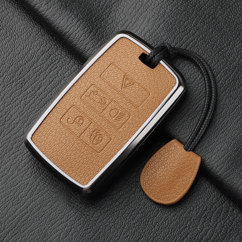 Metal and Leather Car Key Case Cover For Land Rover Range Rover Discovery Evoque Sport Velar Key Protection Shell Accessories