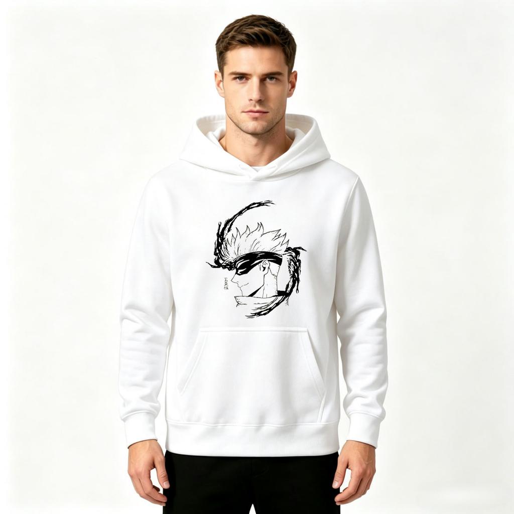 Men's Anime Printed Pullover Hoodie Casual Long Sleeve Streetwear Hooded Sweatshirt