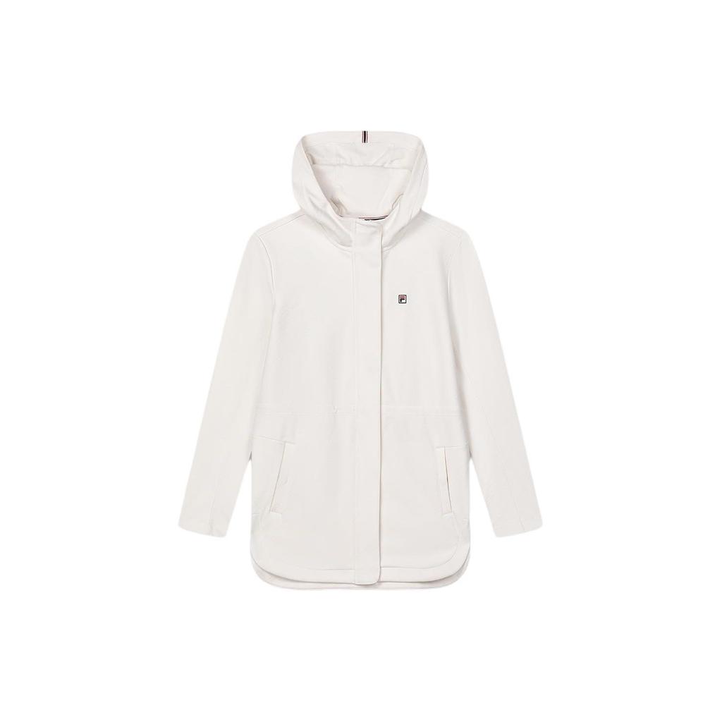 Fila Solid Color Hooded Casual Knit Jacket Women Jackets Steam-White F11W411506F-IV