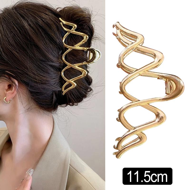 Elegant Geometric Wave Gold Silver Color Hair Claw Clip for Women Metal Large Hair Crab Clamp Hairgrip Korean Hair Accessories Headwear