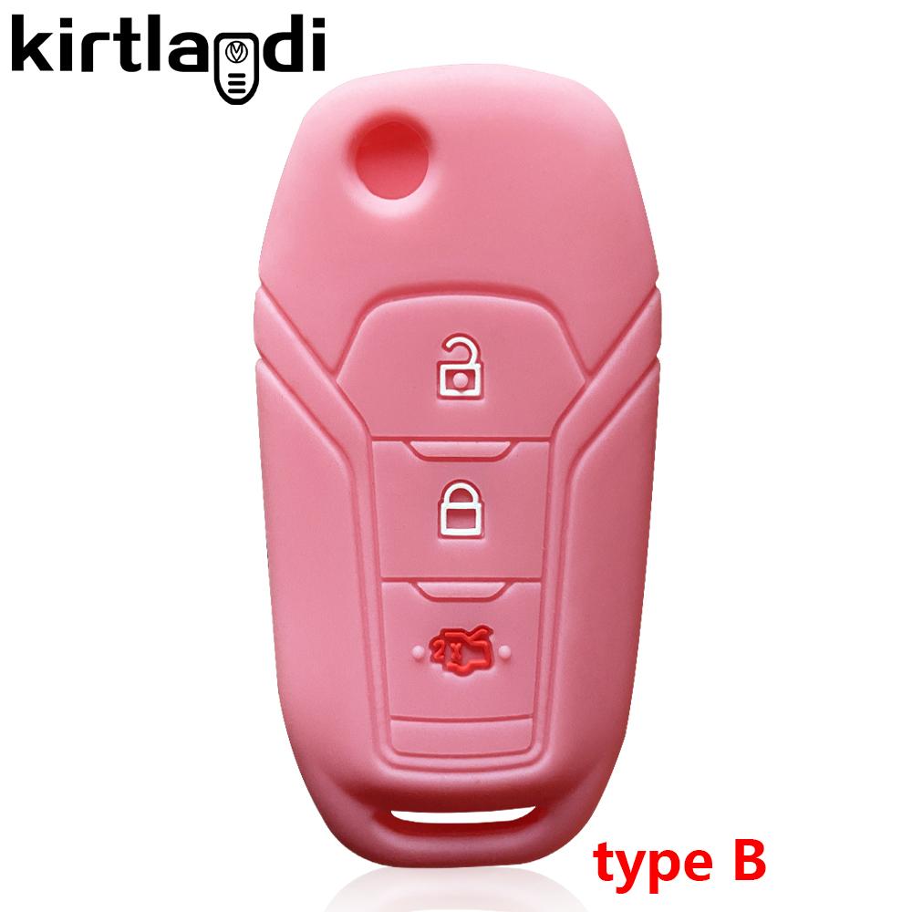 Silicone Car Key Cover Remote Case For Ford Fiesta Focus 2 3 Ecosport Mondeo Figo For Ford Puma Ranger  Key Holder Keychain