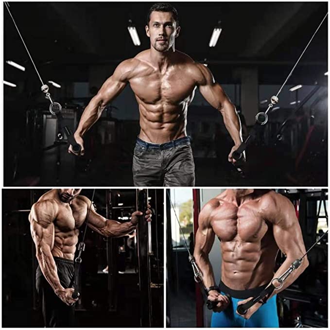 4PCS Armstärke Pull Down Seil Widerstandsbänder Set Bizeps Seil Gym Fitnessgeräte Krafttraining Bodybuilding Übung