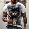 Fashionable Cool Cat Retro T-shirt Men's Street Personalized Short Sleeve Summer Casual Daily Fashion Top