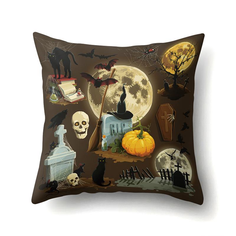 Halloween Polyester Kissenbezug Auto Lendenkissen Kürbis Sofa Kissenbezug Heim Wohnzimmer Kissenbezug