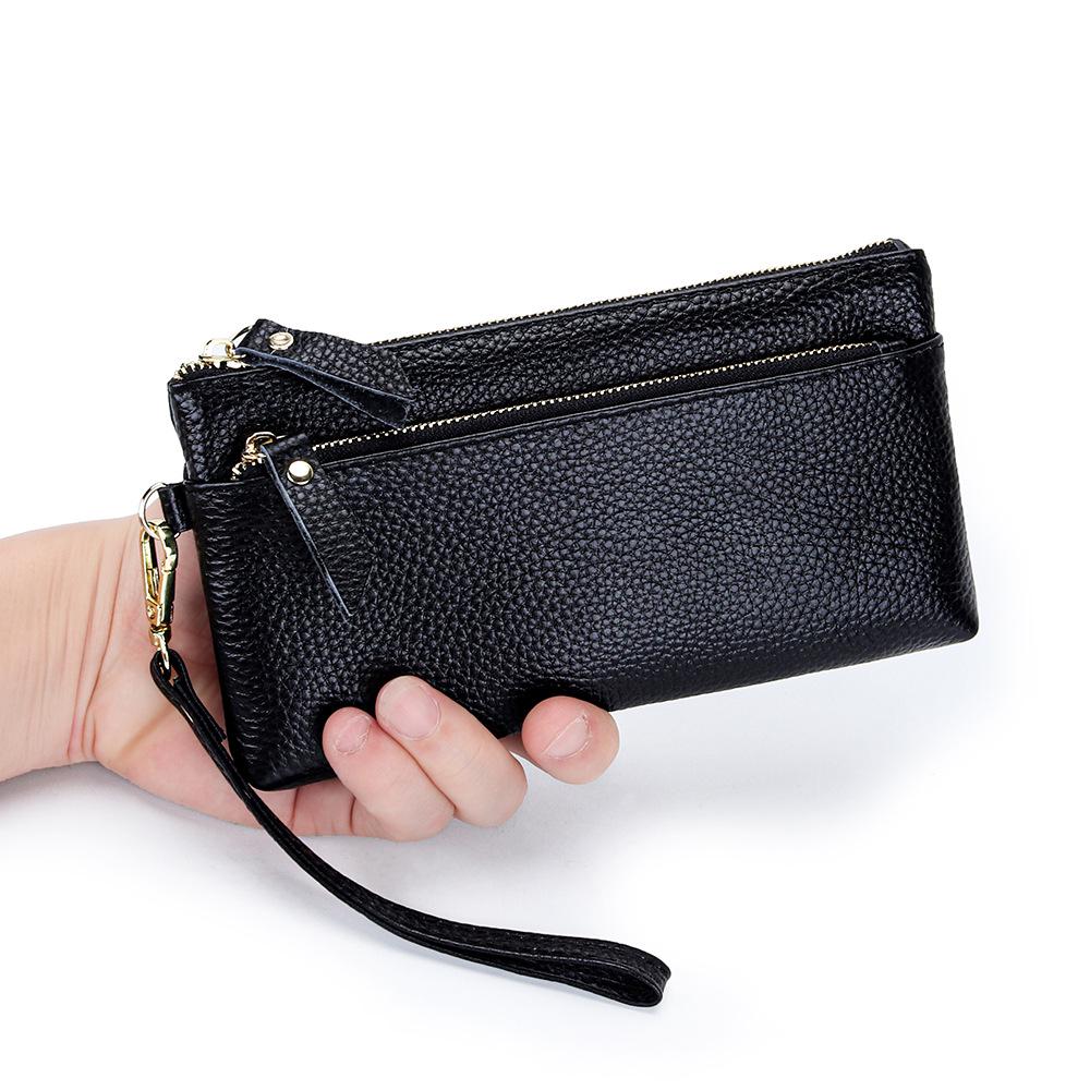 Women's Large Capacity Cowhide Clutch Wallet with Phone Storage