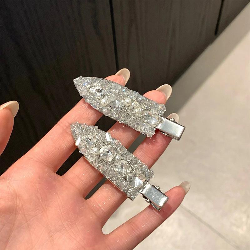 Korean Style Elegant Shiny Rhinestone Seamless Hair Clip Simple Versatile Fashion Side Clip Hair Accessories
