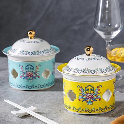 Retro Palaststil Suppenschalen Kerzen Beheiztes Keramikgeschirr High-End Emaille Luxusrestaurants Köstliche Gerichte Dessertteller
