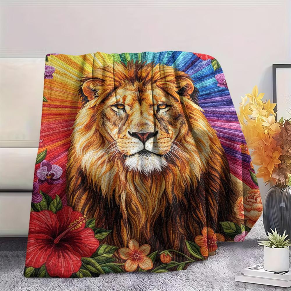1PC Patchwork art Print FlAannel Blanket, High quality Comfortable for All Seasons, Home Decor, Warmth and Comfort