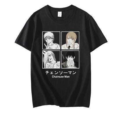 Mode Tronçonneuse Homme Makima T-shirt homme Graphique T-shirt Manches Courtes Anime Manga Denji T-shirt Cool T-shirt Hauts Streetwear