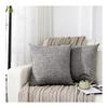 Cushion Cover 45 45cm Scandinavian Stylish Sofa Backrest Linen Texture Cushion Cover Plain Hidden Zipper Decorative Pillow Cover Gray Set of 2