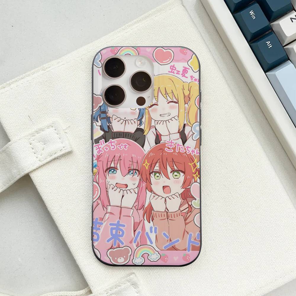 Anime Bocchi The Rock For IPhone 17 16 15 11 12 13 14 Pro Max Plus Pro Corrugated Translucent Back Phone Cover