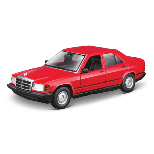 Bburago 1/24 Scale Mercedes-Benz 190E 2.6 1987 Red Diecast Model Car, Finished Product, 1:24 1987 Mercedes-Benz 190E 2.6 18-21103 RD