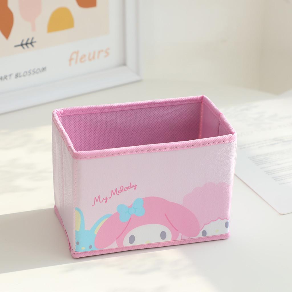 Hello Kitty Kuromi Cinnamoroll My Melody Pattern Foldable Desktop Storage Box For Makeup And Office Supplies
