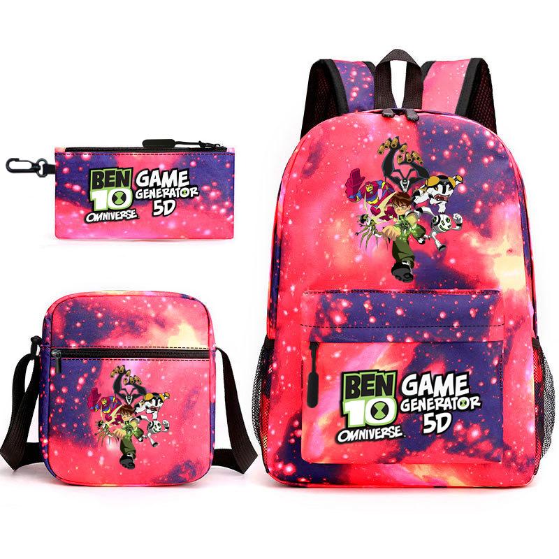 New Hacker Junior Starry Sky School Bag Three-piece Set 10 Heat Transfer Personalized Backpack Leisure Bag