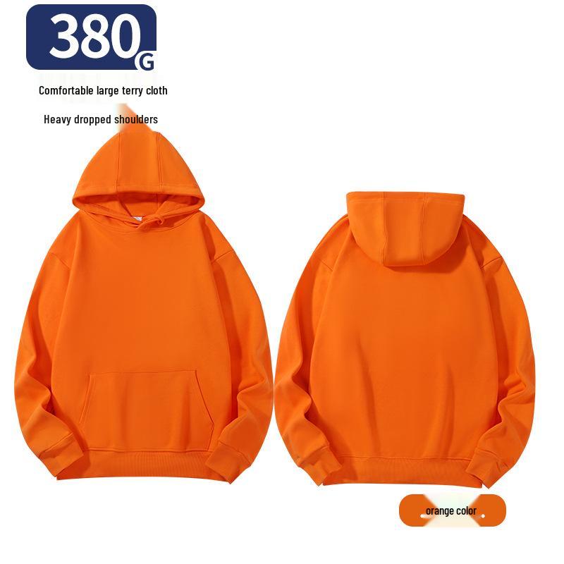 Unisex Heavy-Duty 380g Hoodie, Drop-Shoulder, Loose Fit, Solid Color Cotton, Ideal for Autumn/Winter Sports, Available In Stock. 