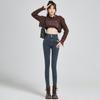 Skinny jeans med dubbelknäppning, smala och tunna, nya högmidjade elastiska smalfotade pennbyxor höst och vinter 2025